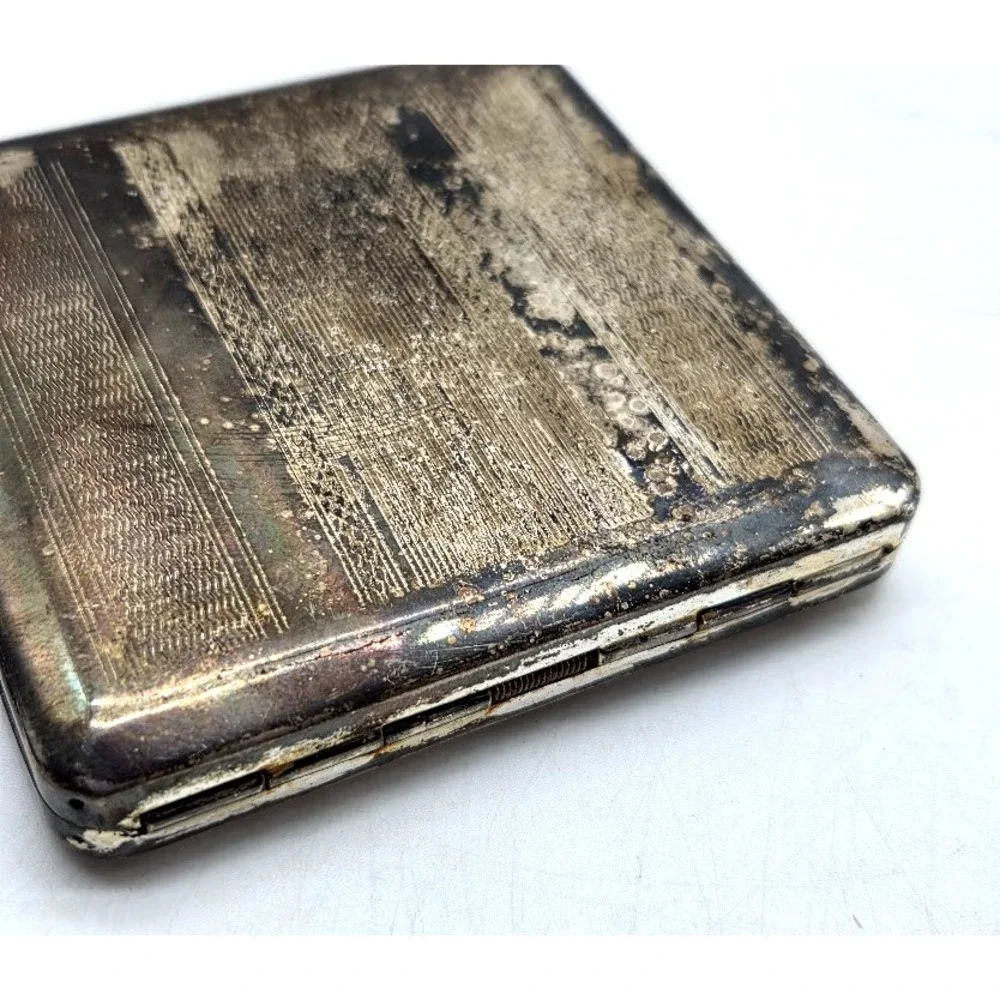Vintage Silver Makeup Mirror Compact Vanity Travel Collectible 1950s-1979 US